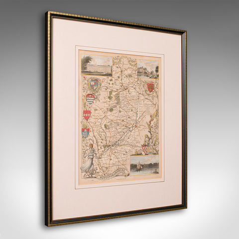 Antique Nottinghamshire Map, English, Framed, Cartographic Interest, Victorian