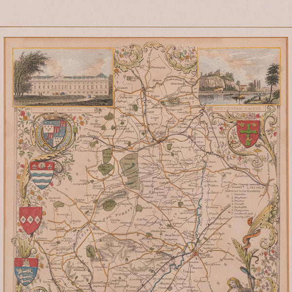 Antique Nottinghamshire Map, English, Framed, Cartographic Interest, Victorian