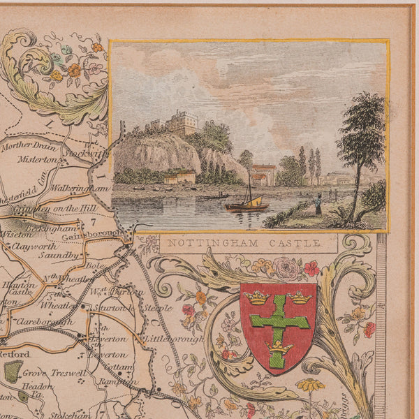 Antique Nottinghamshire Map, English, Framed, Cartographic Interest, Victorian