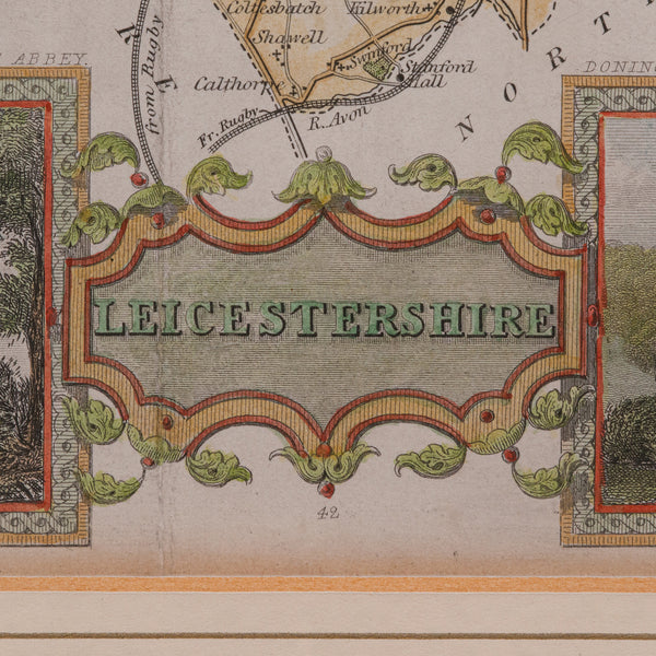 Antique Leicestershire Map, English, Framed Cartographic Interest, Victorian