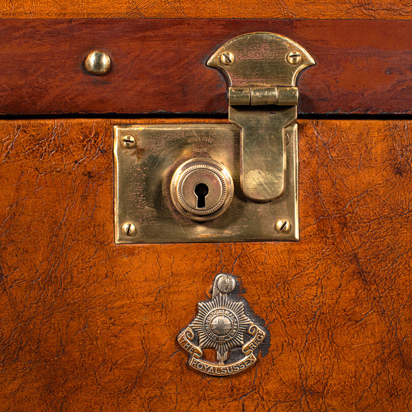 Pair Of Vintage Officer's Campaign Luggage, English, Leather Cases, Nightstand