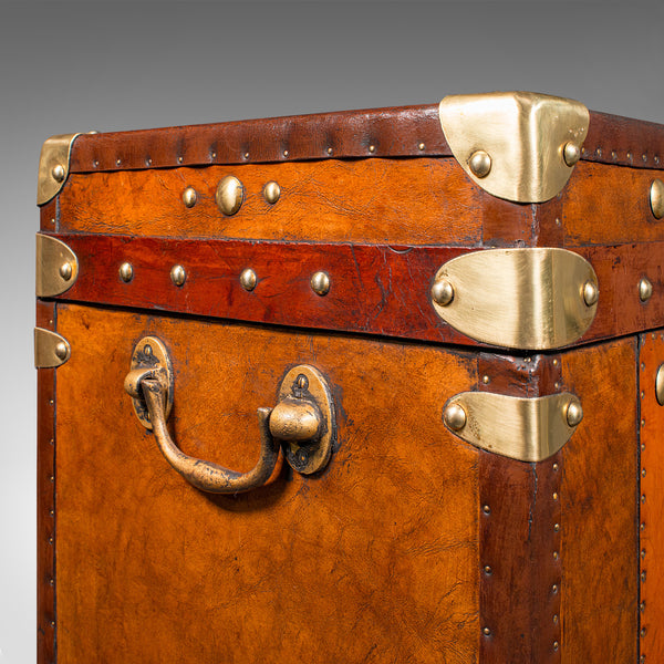 Pair Of Vintage Officer's Campaign Luggage, English, Leather Cases, Nightstand