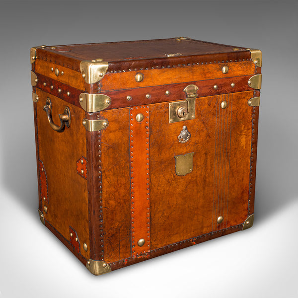 Pair Of Vintage Officer's Campaign Luggage, English, Leather Cases, Nightstand