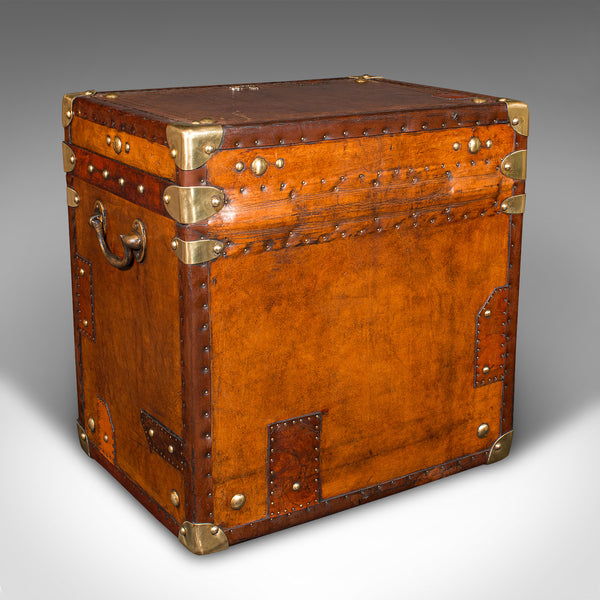 Pair Of Vintage Officer's Campaign Luggage, English, Leather Cases, Nightstand