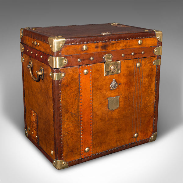 Pair Of Vintage Officer's Campaign Luggage, English, Leather Cases, Nightstand