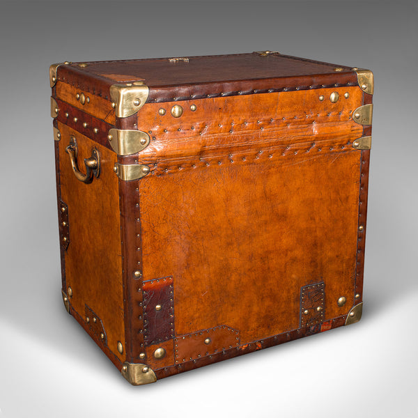 Pair Of Vintage Officer's Campaign Luggage, English, Leather Cases, Nightstand