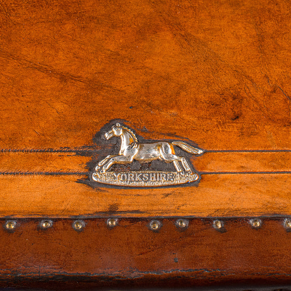 Pair Of Vintage Officer's Campaign Luggage, English, Leather Cases, Nightstand