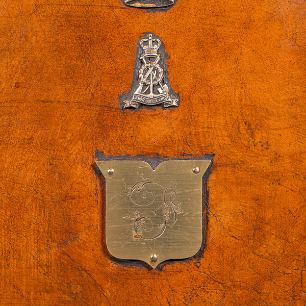 Pair Of Vintage Campaign Luggage Cases, English, Leather, Bedroom Nightstands