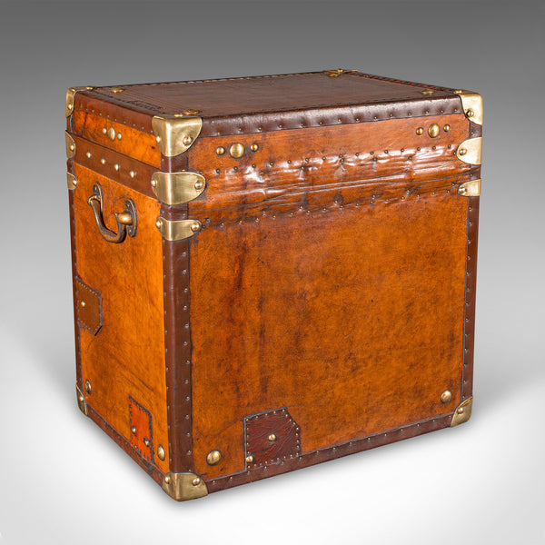 Pair Of Vintage Campaign Luggage Cases, English, Leather, Bedroom Nightstands