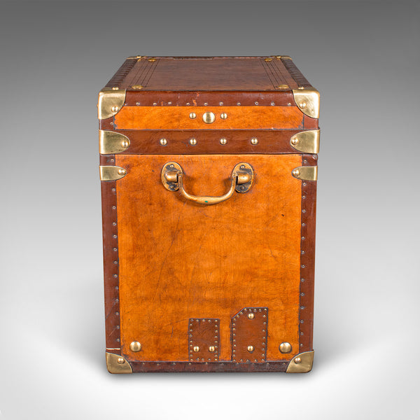 Pair Of Vintage Campaign Luggage Cases, English, Leather, Bedroom Nightstands