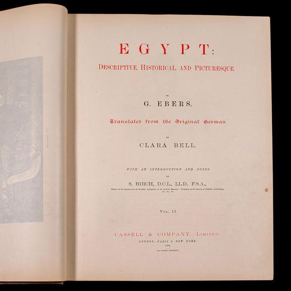 2 Large Vols Antique Reference Book, Egypt - Historical and Picturesque, English