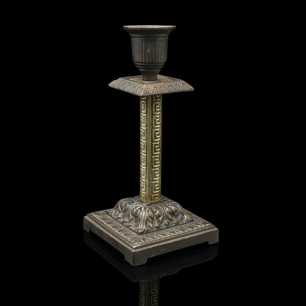 Pair Of Antique Aesthetic Period Candlesticks, English, Brass, Stand, Victorian