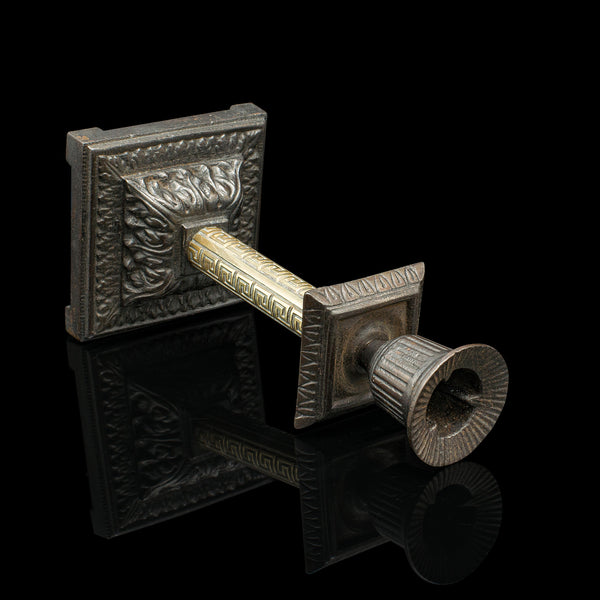 Pair Of Antique Aesthetic Period Candlesticks, English, Brass, Stand, Victorian