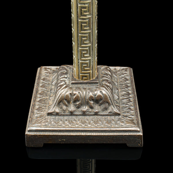 Pair Of Antique Aesthetic Period Candlesticks, English, Brass, Stand, Victorian