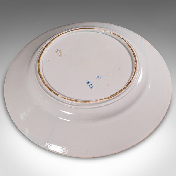 Very Large Antique Decorative Serving Plate, Belgian, Ceramic Charger, C.1920