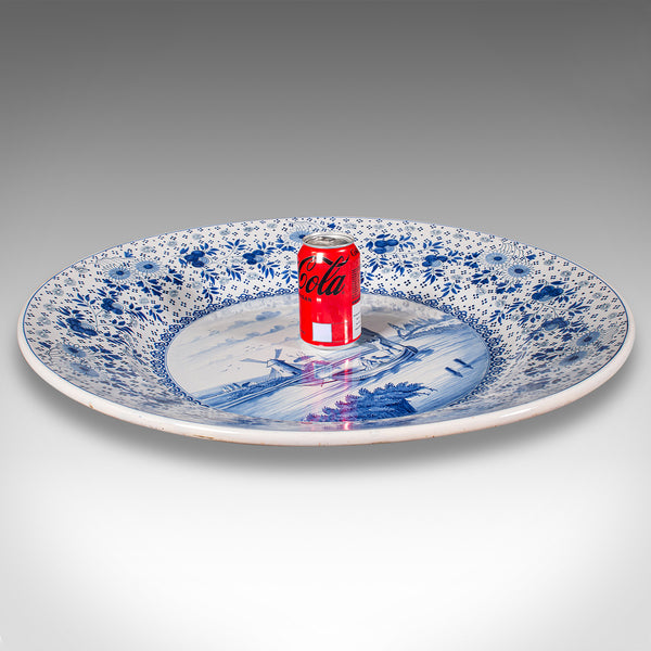 Very Large Antique Decorative Serving Plate, Belgian, Ceramic Charger, C.1920