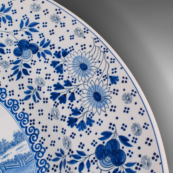 Very Large Antique Decorative Serving Plate, Belgian, Ceramic Charger, C.1920