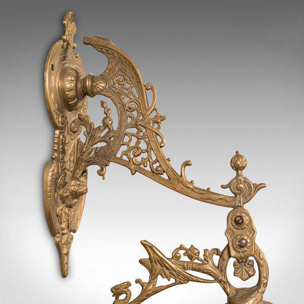 Antique School Bell, Continental, Brass, Wall Mounted Chime, Ornate, Victorian