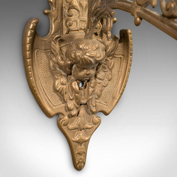 Antique School Bell, Continental, Brass, Wall Mounted Chime, Ornate, Victorian