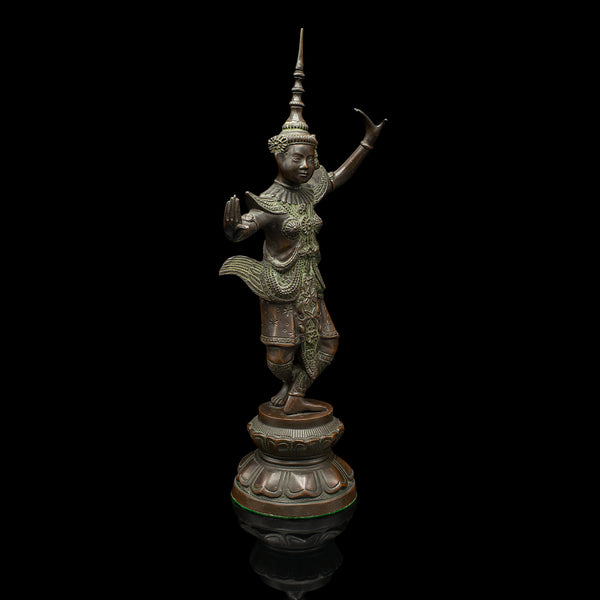 Antique Siamese Dancer Statue, Thai, Bronze Deity Figure, Victorian, Circa 1850