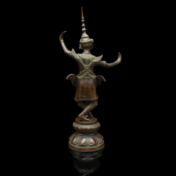 Antique Siamese Dancer Statue, Thai, Bronze Deity Figure, Victorian, Circa 1850