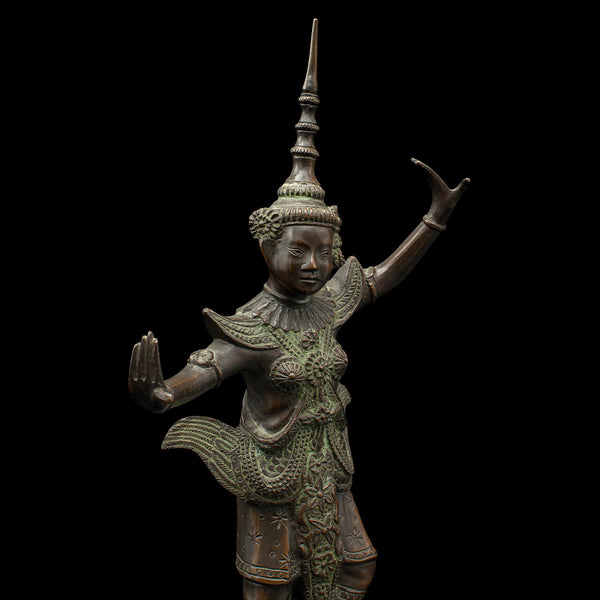 Antique Siamese Dancer Statue, Thai, Bronze Deity Figure, Victorian, Circa 1850