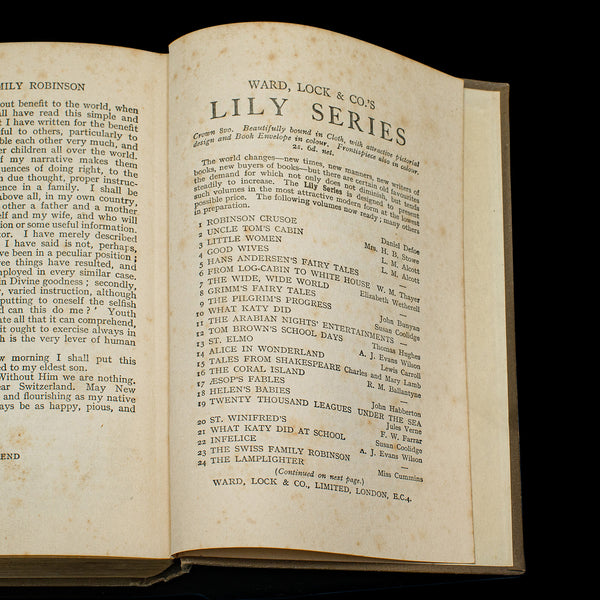 Vintage Book, The Swiss Family Robinson, English, Fiction, Johann Wyss, C.1930