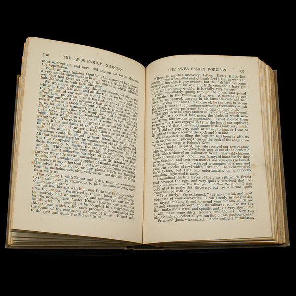 Vintage Book, The Swiss Family Robinson, English, Fiction, Johann Wyss, C.1930