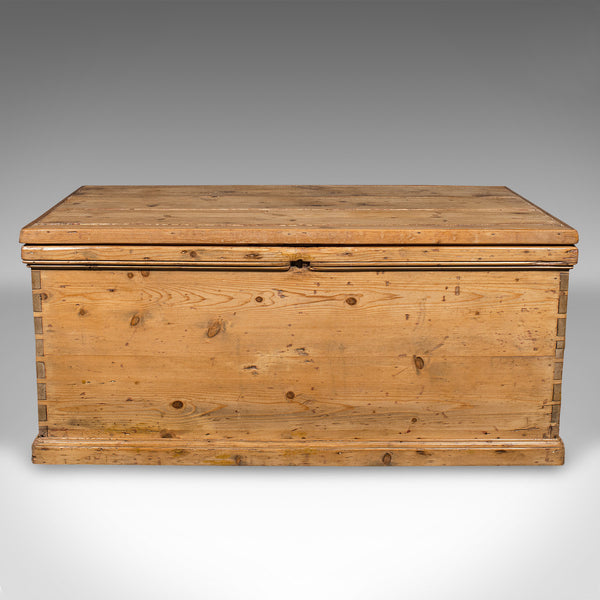 Antique Work Chest, English, Pine, Tool Trunk, Candlebox, Victorian, Circa 1900