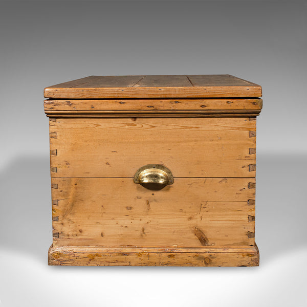 Antique Work Chest, English, Pine, Tool Trunk, Candlebox, Victorian, Circa 1900