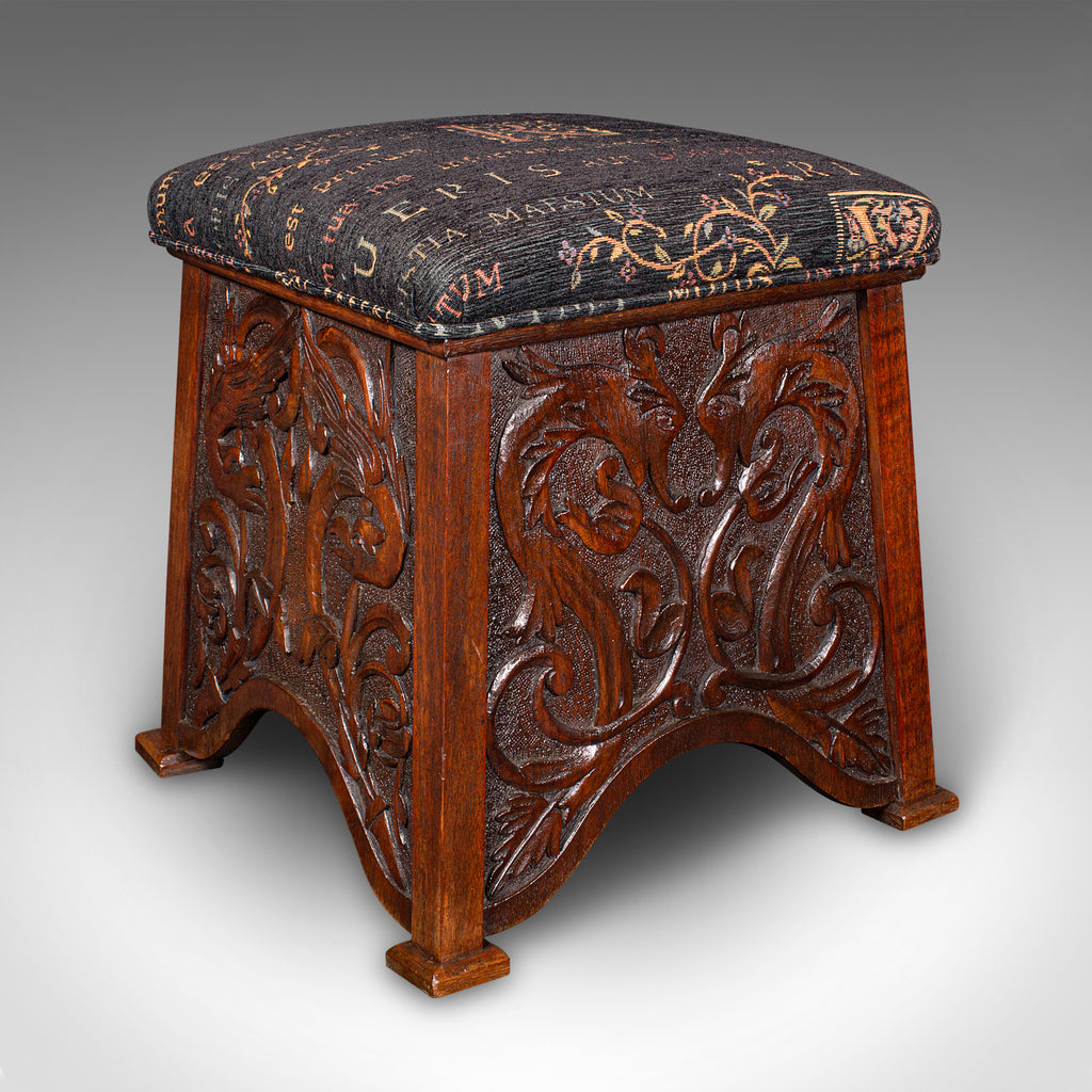 Antique Shoe Boy's Stool, English, Oak, Footstool, Art Nouveau, Victorian, 1900