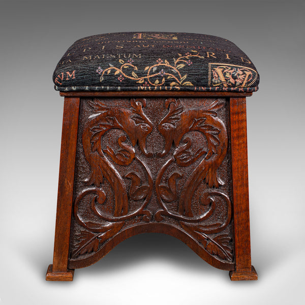 Antique Shoe Boy's Stool, English, Oak, Footstool, Art Nouveau, Victorian, 1900
