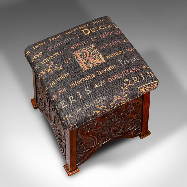 Antique Shoe Boy's Stool, English, Oak, Footstool, Art Nouveau, Victorian, 1900