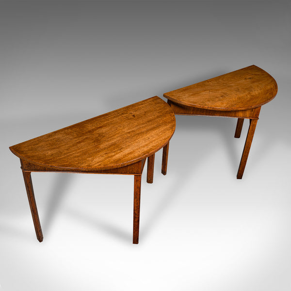 Pair Of Antique Demi-Lune Tables, English, Occasional, Side, Georgian, C.1780