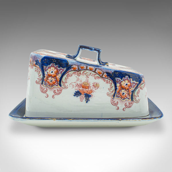 Antique Cheese Keeper Dish, English, Ceramic, Butter Tray, Kitchen, Victorian