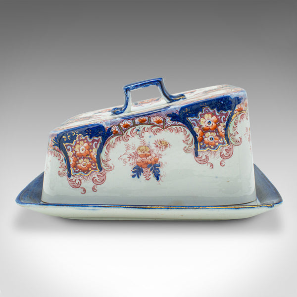 Antique Cheese Keeper Dish, English, Ceramic, Butter Tray, Kitchen, Victorian