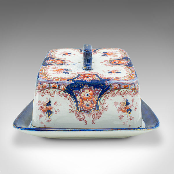 Antique Cheese Keeper Dish, English, Ceramic, Butter Tray, Kitchen, Victorian