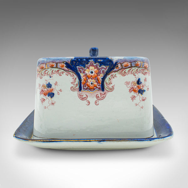 Antique Cheese Keeper Dish, English, Ceramic, Butter Tray, Kitchen, Victorian