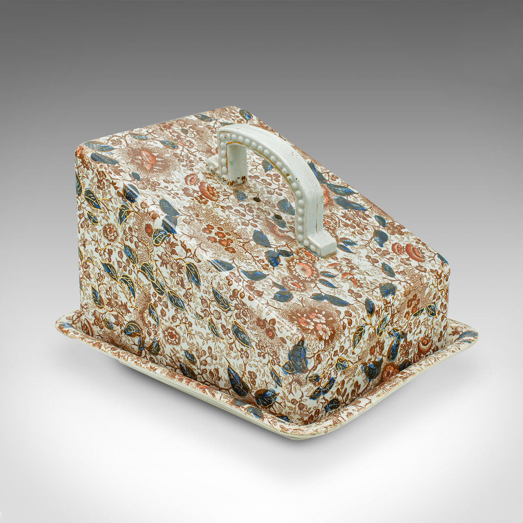 Antique Cheese Keeper, German, Ceramic, Butter Dish, Ludwig Wessel, Victorian