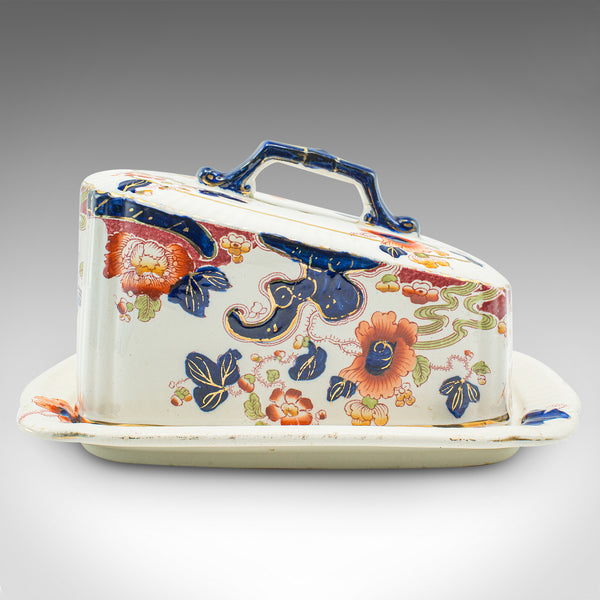 Antique Butter Dish, English, Ceramic Cheese Keeper, Country Kitchen, Circa 1920