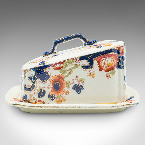 Antique Butter Dish, English, Ceramic Cheese Keeper, Country Kitchen, Circa 1920