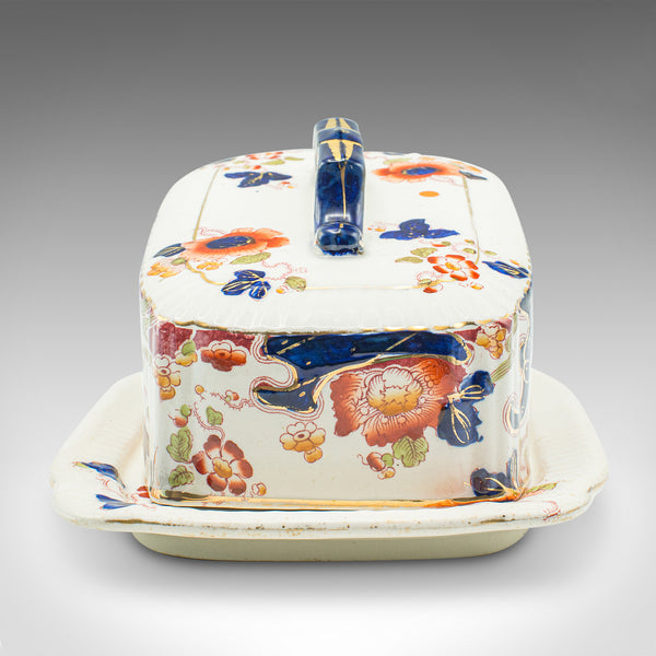 Antique Butter Dish, English, Ceramic Cheese Keeper, Country Kitchen, Circa 1920