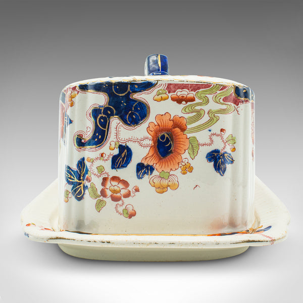 Antique Butter Dish, English, Ceramic Cheese Keeper, Country Kitchen, Circa 1920
