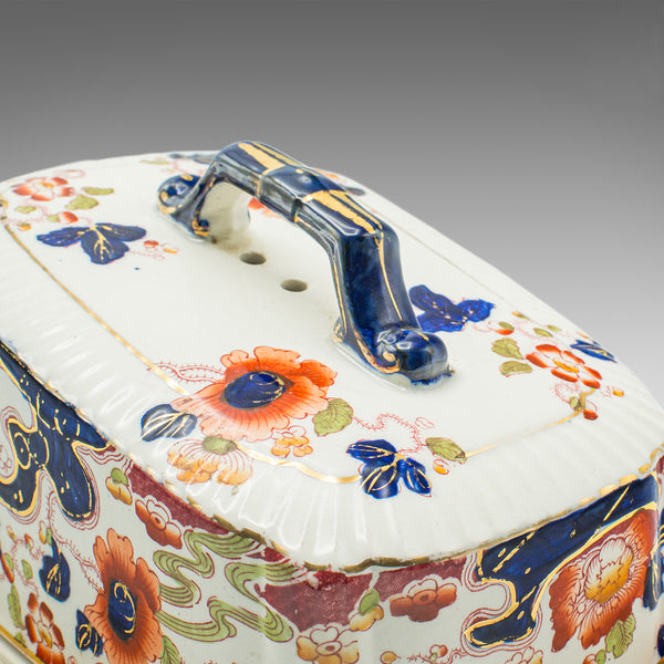 Antique Butter Dish, English, Ceramic Cheese Keeper, Country Kitchen, Circa 1920