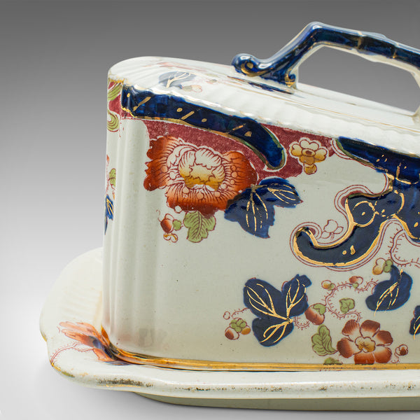 Antique Butter Dish, English, Ceramic Cheese Keeper, Country Kitchen, Circa 1920