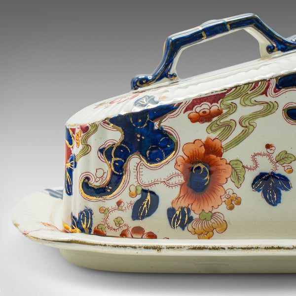 Antique Butter Dish, English, Ceramic Cheese Keeper, Country Kitchen, Circa 1920