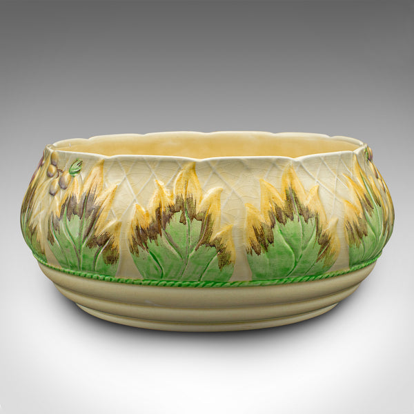 Large Vintage Fruit Bowl, English, Hand Painted Ceramic, Decorative Dish, C.1930