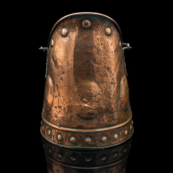 Antique Coal Scuttle, Scottish Copper, Fireside Bin, Aesthetic Period, Victorian