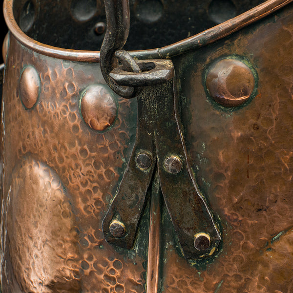 Antique Coal Scuttle, Scottish Copper, Fireside Bin, Aesthetic Period, Victorian