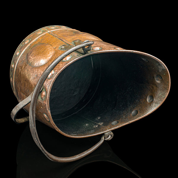 Antique Coal Scuttle, Scottish Copper, Fireside Bin, Aesthetic Period, Victorian